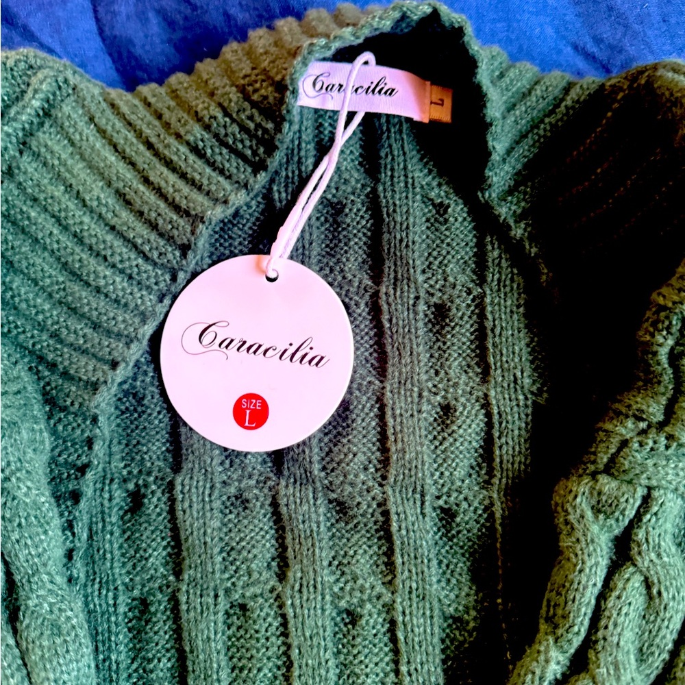 NWT Forest Green Calf-Length Cardigan